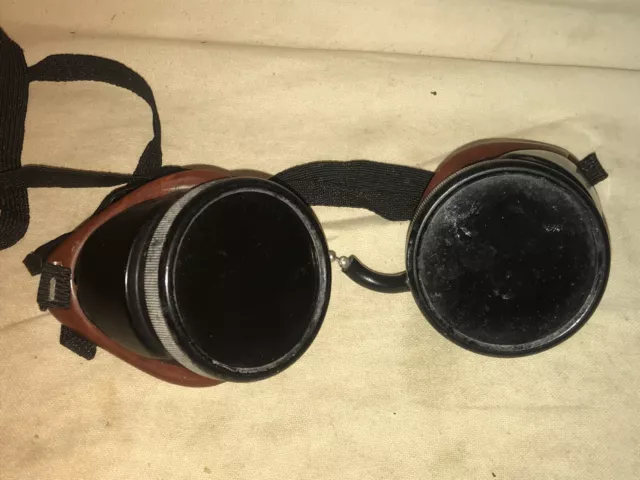butterscotch bakelite welding goggles green lens steampunk vintage