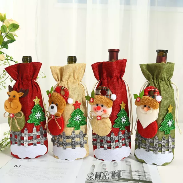 Christmas Wine Bottle Covers Bag Santa Claus Bottle Cover Home Xmas Table Decor 2