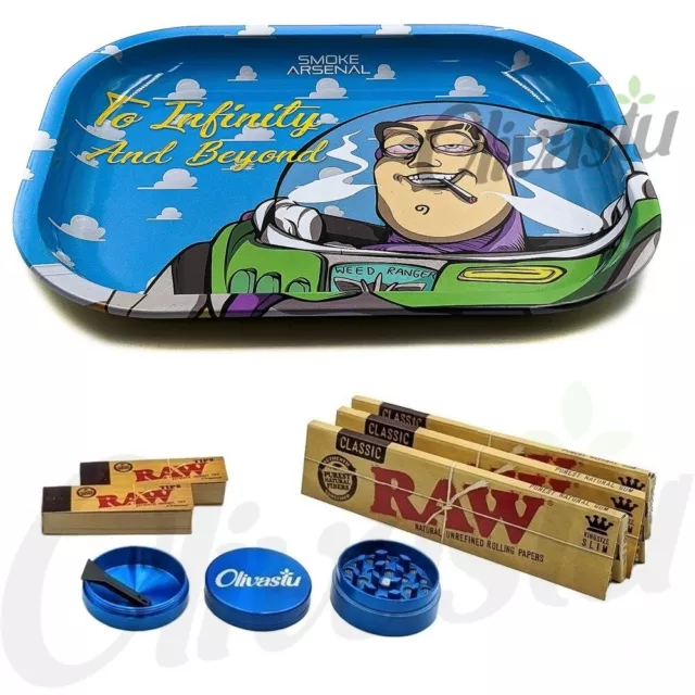 Small Smoke Arsenal Rolling Tray Kit Gift Set Raw Classic - Infinity and Beyond