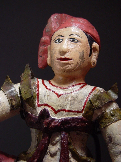 ANTIQUE BURMESE MANDALAY THEATRICAL MALE FIGURE, WOOD ELEMENT. MYANMAR 19th C. 5