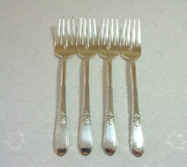 (4) 1847 Rogers Bros. ADORATION Silver Plate Salad Forks *FREE SHIPPING*