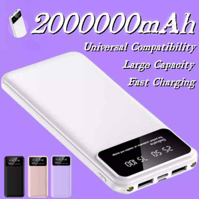 2USB 2000000mAh Portable Power Bank Fast Charger Battery Pack for Mobile Phone
