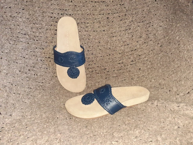 JACK ROGERS-Jacks Comfort Sandals-Navy Blue Leather-Sz 7.5-NWOB-NEW