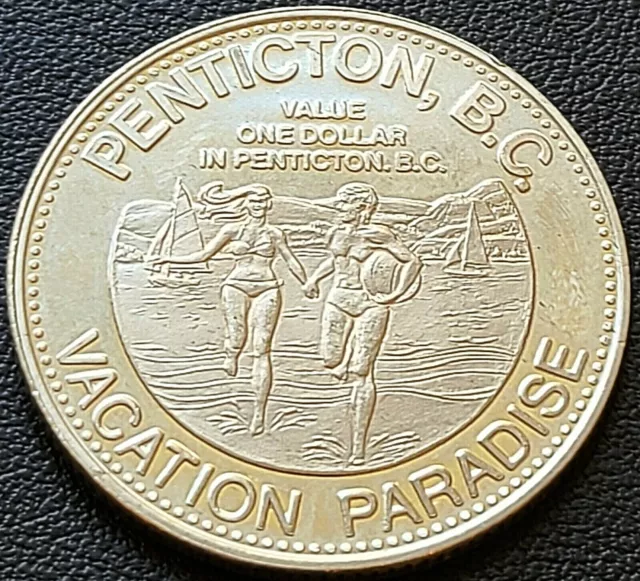 1977 Penticton British Columbia Token $1 Trade Dollar - Vacation Paradise - UNC