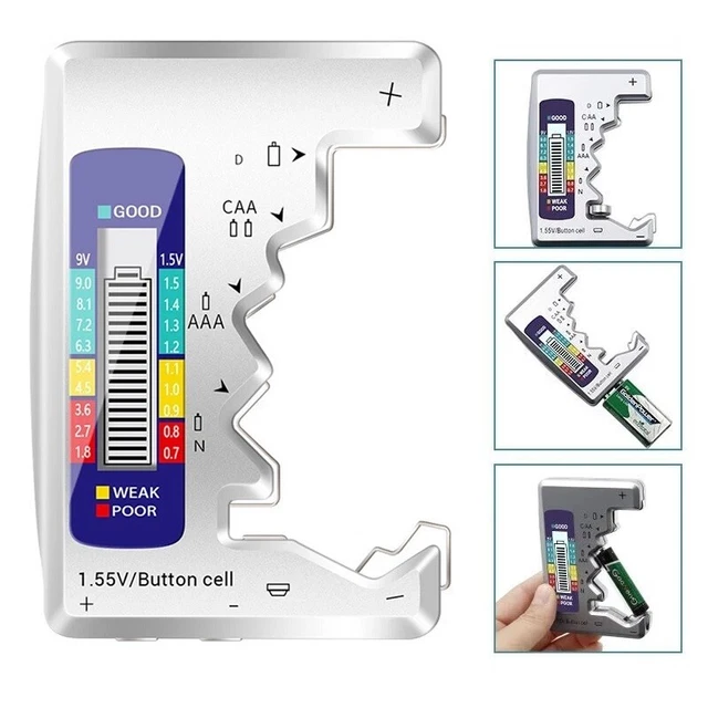 Probador de capacidad de batería de pantalla LCD fácil de leer para botón AA/AAA/9V/15V