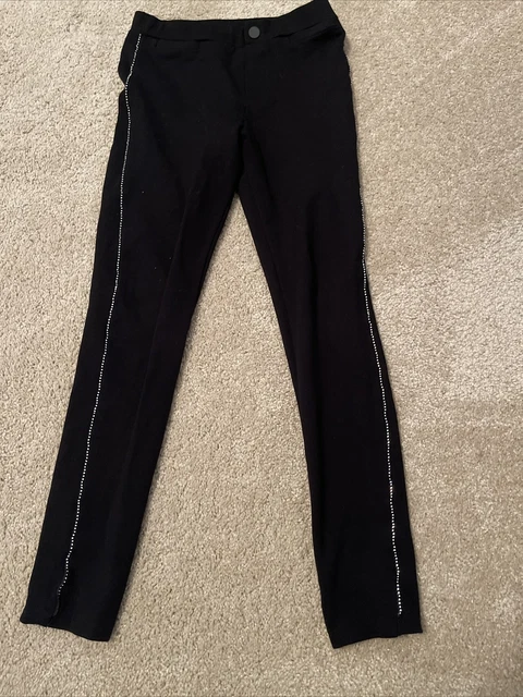 Zara Basic Ponte Knit Legging Girls Sz 10Black Rhinestone Trim Pull On