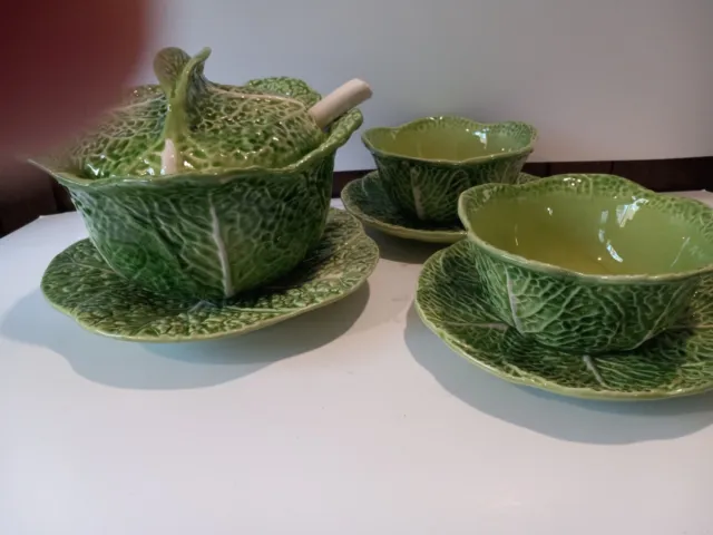 Beautiful Vintage Medium Cabbage Soup Bowl on a platter with Lid and Ladle.