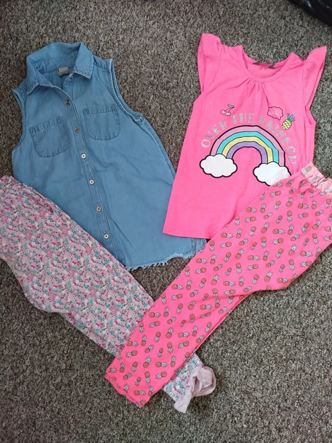 Girls Outfits Bundle Next Harem Trousers And TU/Primark Tops 4-5 Years