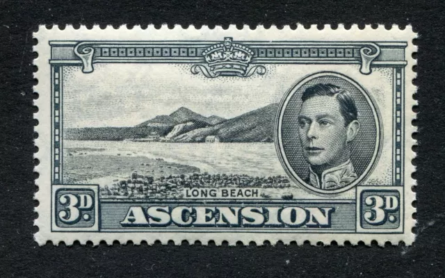 Ascension 1940 George VI 3d stamp - Perf 13½ - black and grey) SG42a MNH (EL284)