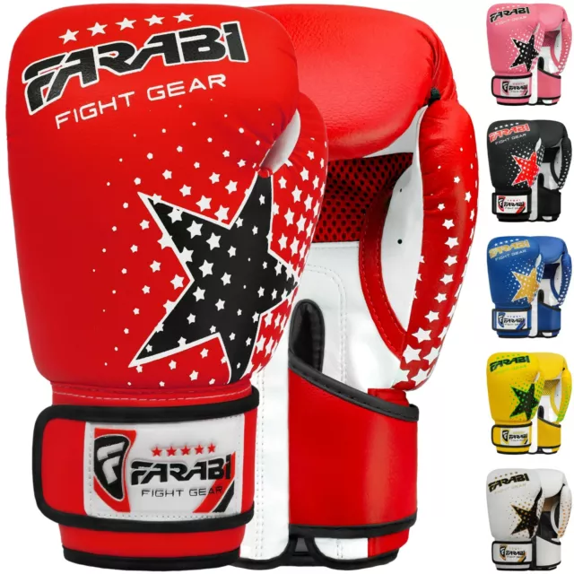 Farabi Kids Boxing Gloves 6-oz Sparring MMA Training Muay Thai Gloves 5-12 year