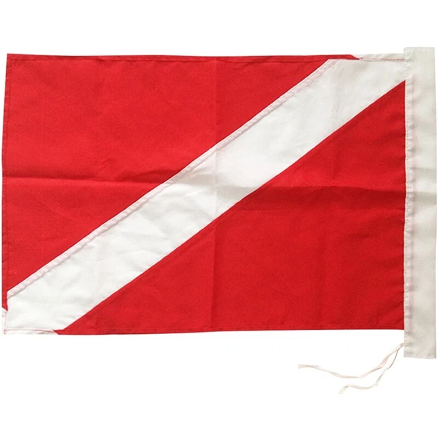 Drapeau Alpha Plongée Sous-marine 50x35 Cm - Polyester, 2 œillets Métalliques, Bleu Et Blanc