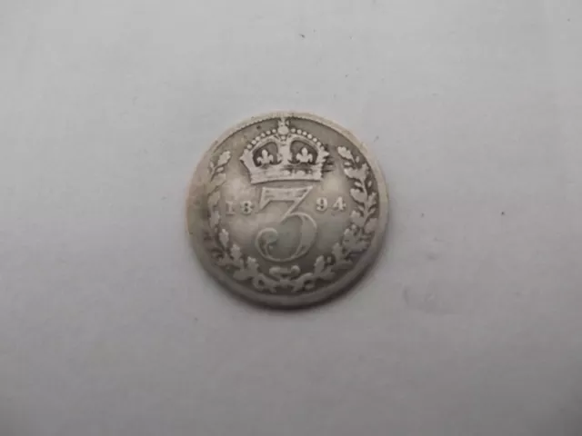 1894 Queen Victoria 3d  Three Pence Coin