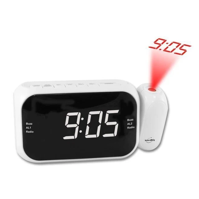 INOVALLEY RP211W Radio réveil projecteur - Led blanche - Radio FM PLLdouble a...