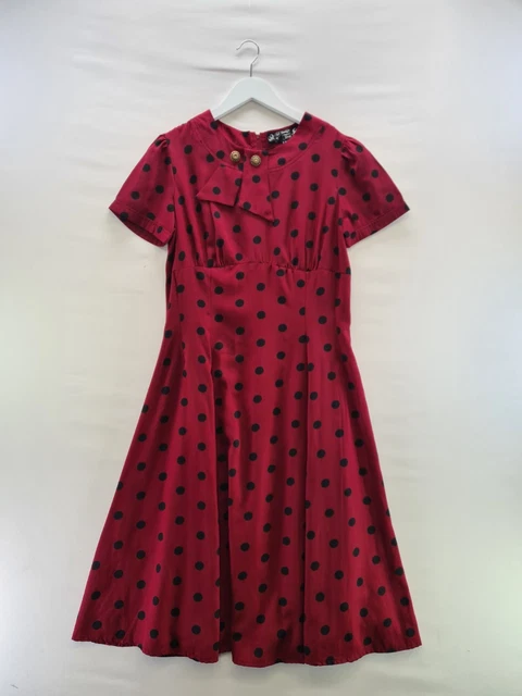 HELL BUNNY VIXEN Dress Large Burgundy Polka Dot Madden 40's 50's Retro Pin  Up 49.00 - PicClick UK