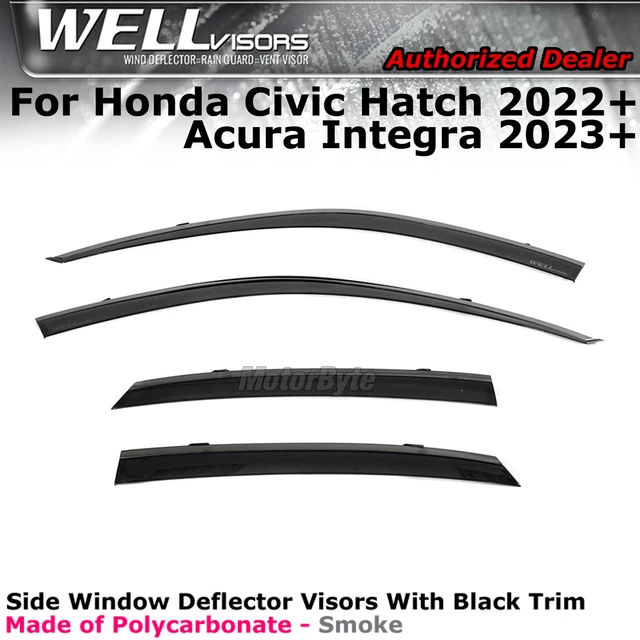 Wellvisors In-Channel Window Visors For 96-2000 Honda Civic Hatchback & Coupe – Smoke Tint