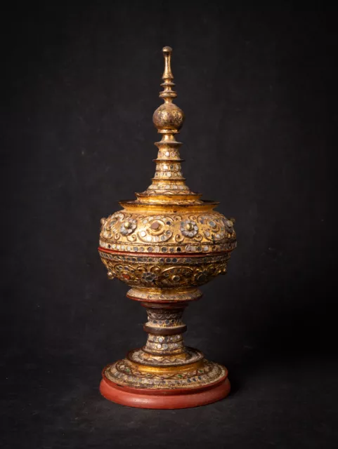 Antique wooden Burmese offering vessel from Burma, 19th century