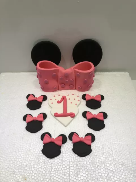 Minnie Mouse Cake Topper Fondant, Icing Sugar Edible Birthday Party Cake
