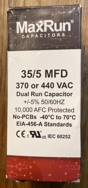 MAXRUN 35+5 MFD Uf 370 or 440 Volt VAC round Motor Dual Run Capacitor for AC Air