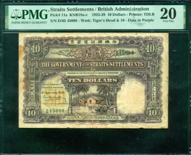 Straits Settlements / British Administration 1929. 10 Dollars. P-11a PMG 20