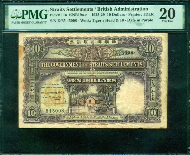 Straits Settlements / British Administration 1929. 10 Dollars. P-11a PMG 20
