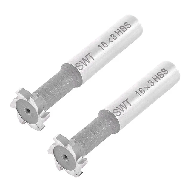 2X HSS 6 T Slot Cutter End Milling Cutter Tool 16X3mm Gray + Silver Q6C7