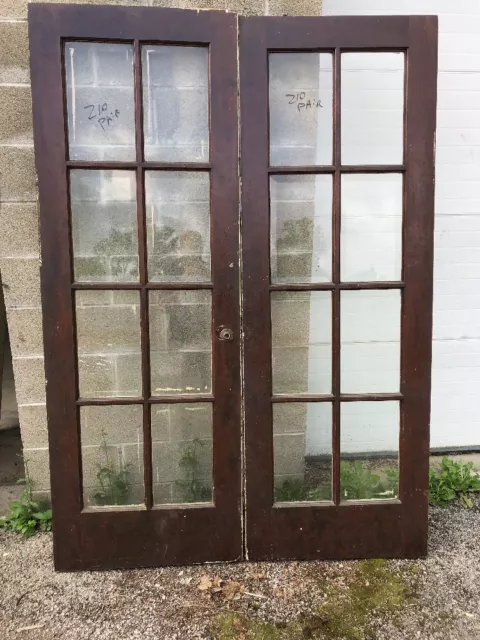 MAR 210 matched pair antique I’ll beveled glass French doors 55.75 By 79.5