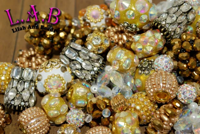Exquisite, Large Hole "Solid Gold" Bead Mix - Lilah Ann Beads- 20 Pieces - BH104