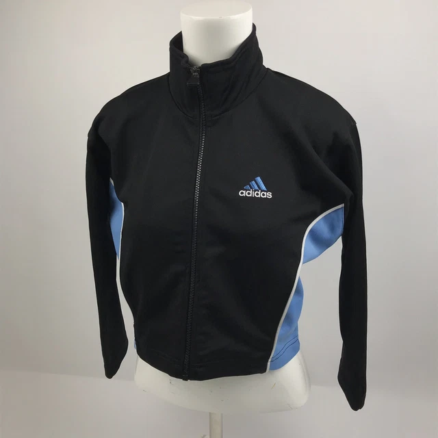 Giacca top ADIDAS Ragazze Blu Zip Up Crop Spirts Età 10 anni | A8