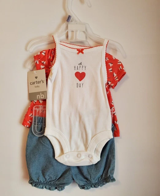 New with Tags! Carter's Baby Girl-3pc Set Newborn: Shirt, Shorts & Bodysuit