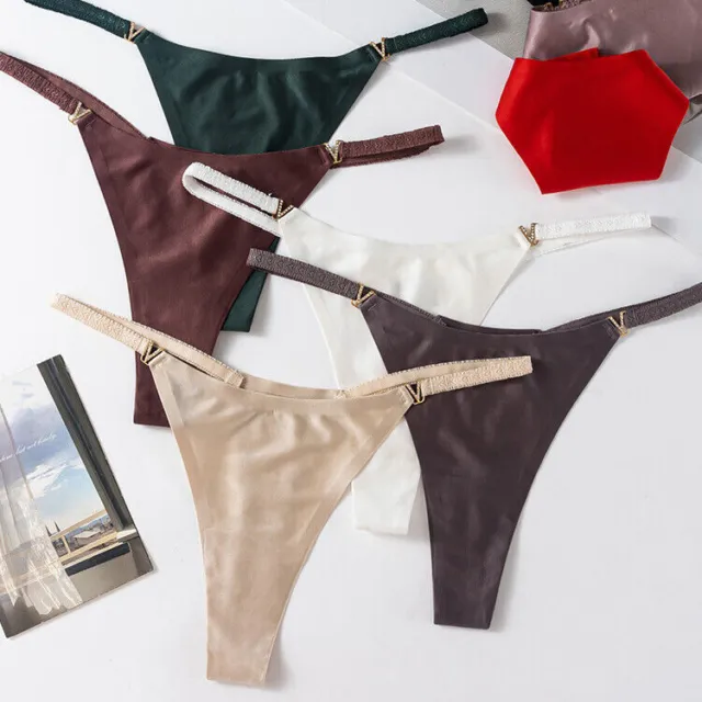 5 Pcs Lot Womens Sexy Satin Thongs Panties Silky G-string Underwear,S M L  XL 2X