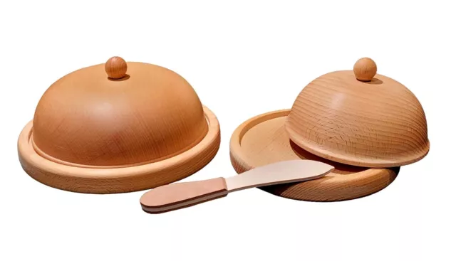 Set Two Wooden Cheese and Butter Dish stylish decoration kitchen large & medium