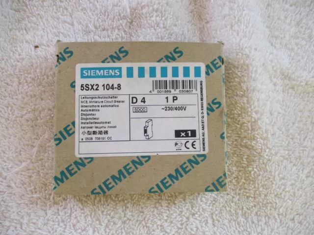 NIB Siemens Circuit Breaker   4A    1P        5SX2 104-8