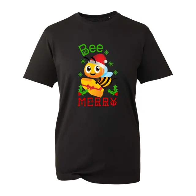 T-shirt Natale Bee Merry, novità divertente cappello Babbo Natale regalo di Natale unisex top