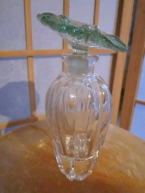 Dekorativer Glasflakon Parfumflakon Klarglas-Grüner Blütenstöpsel