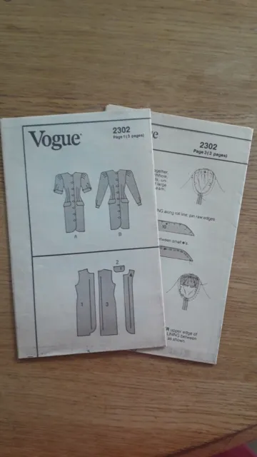 Vintage 80er Jahre Nipon Boutique Designer Vogue Nähmuster 2302 Kleid Größe 14 3