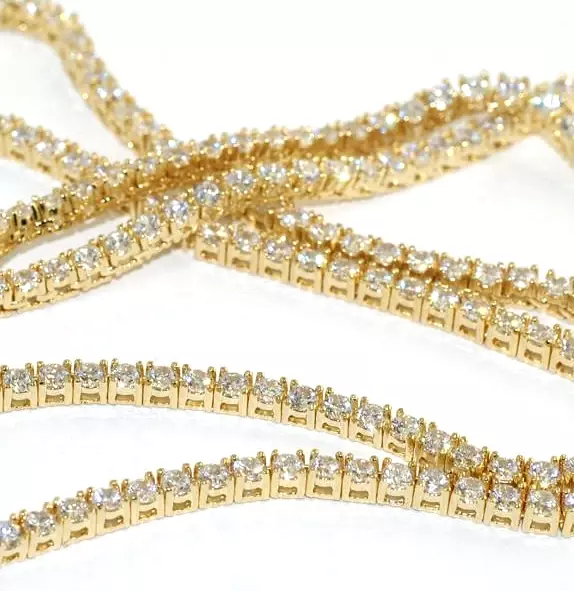 3mm VVS Lab CZ 1 Row Yellow Gold Plated Tennis Chain Solid Steel Necklace 2