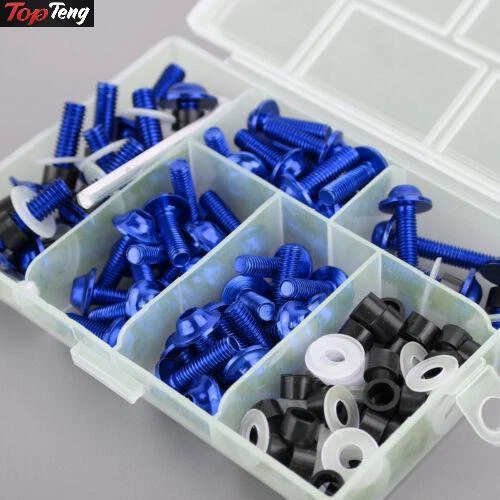 158x Motorbike Blue Fastener Clip Screw Kit Windscreen Fairing Bolt Universal D