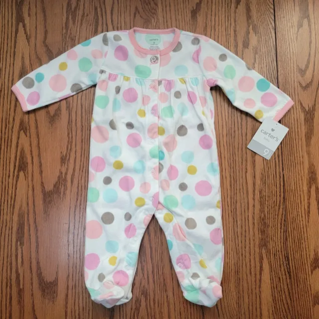 Carters Infant Girls Pastel Polka Dot Sleeper Sleep & Play Pajamas 9 Months