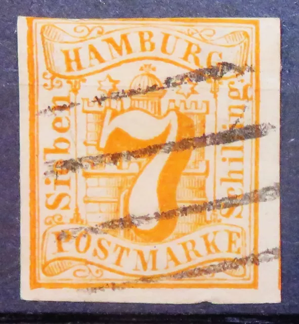 Briefmarke Hamburg - 1859 - 7 Schilling - Gestempelt