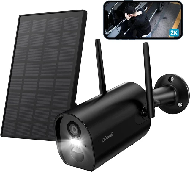 ieGeek Wireless Outdoor Solar Security Camera Home 2K Battery Operated WiFi CCTV