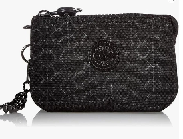 KIPLING Creativity nylon large pouch cosmetic case + key chain  - BLACK EMBOSSED