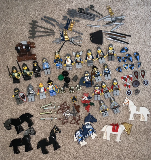 LEGO KINGDOM MINIFIGURES lot +horses/armor + weapons/shields and