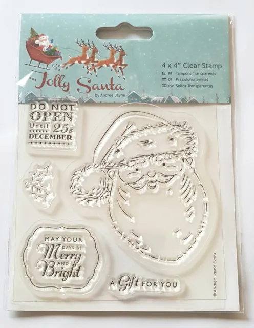 Father Christmas Clear Stamps, Xmas Card Sentiments, Santa Stamp, Present/Holly