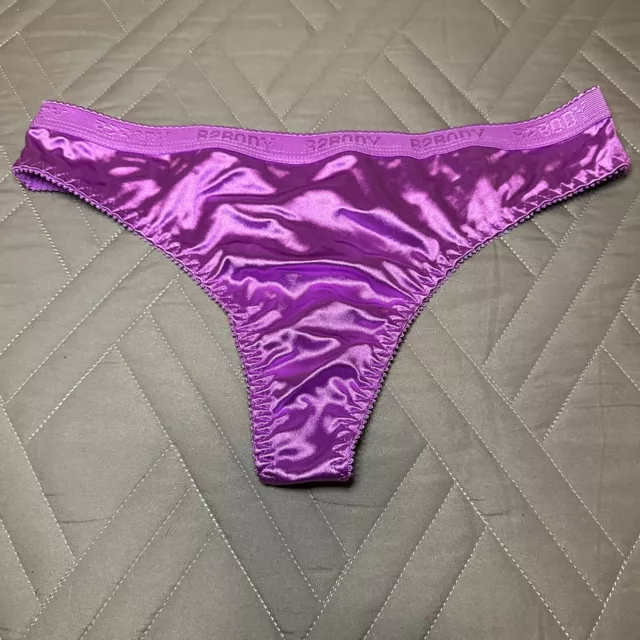 NWOT Shiny Slick Fuchsia Second Skin Satin Nylon Thong Panties Size L/7
