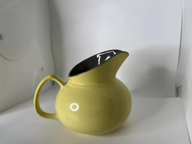 Harker Pottery USA Yellow & Gray Vintage Pitcher Russel Wright Design VGC