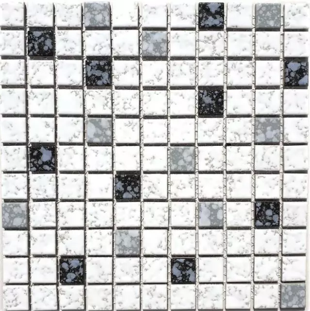 Cuarto de Baño Azulejos Blanco Negro Moteada Retro Cubierta - 10 Mosaikmatten