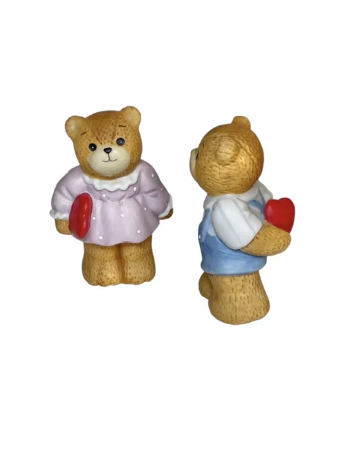 Enesco Lucy & Me Lucy Rigg Boy & Girl Bears Each With Heart Both 1986  Lot Of 2