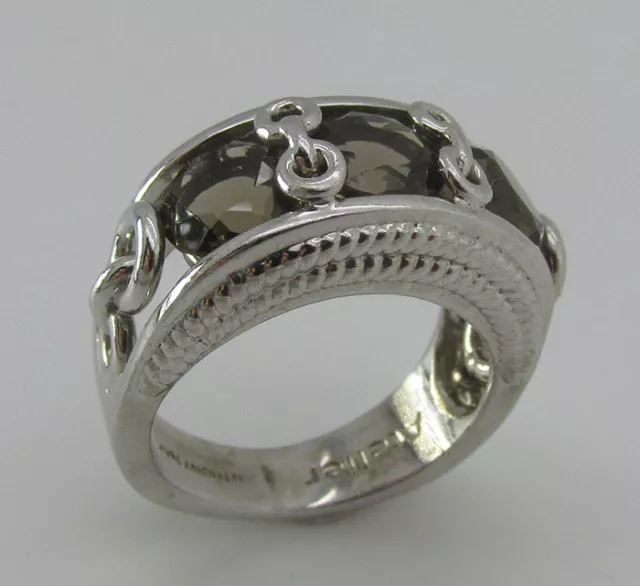 Anthony Nak Atelier 925 Sterling Silver Smoky Quartz Chain band Size 6.5 Ring Anthony Nak Atelier 925 Sterling Silver Smoky Quartz Chain band Size 6.5 Ring