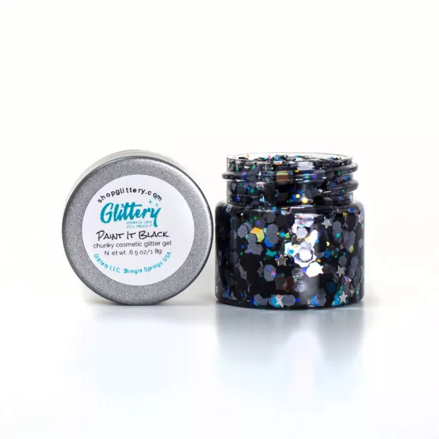 Paint It Black - Glittery -Chunky Glitter Gel- Festival glitter .65 oz | Body Sa