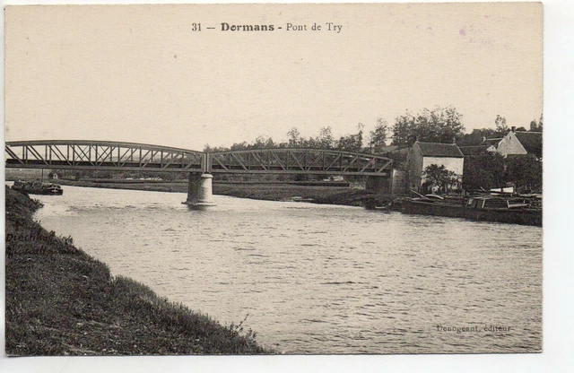 DORMANS - Marne - CPA 51 - pont de Try - péniche